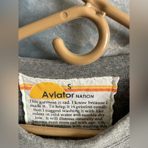 Aviator Nation Gray Sweater with Rainbow Stripes/ Size S - Picture 4 of 8